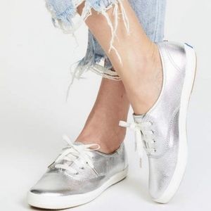 Kate Spade X Keds Ribbon Lace Ups In Silver Size 9